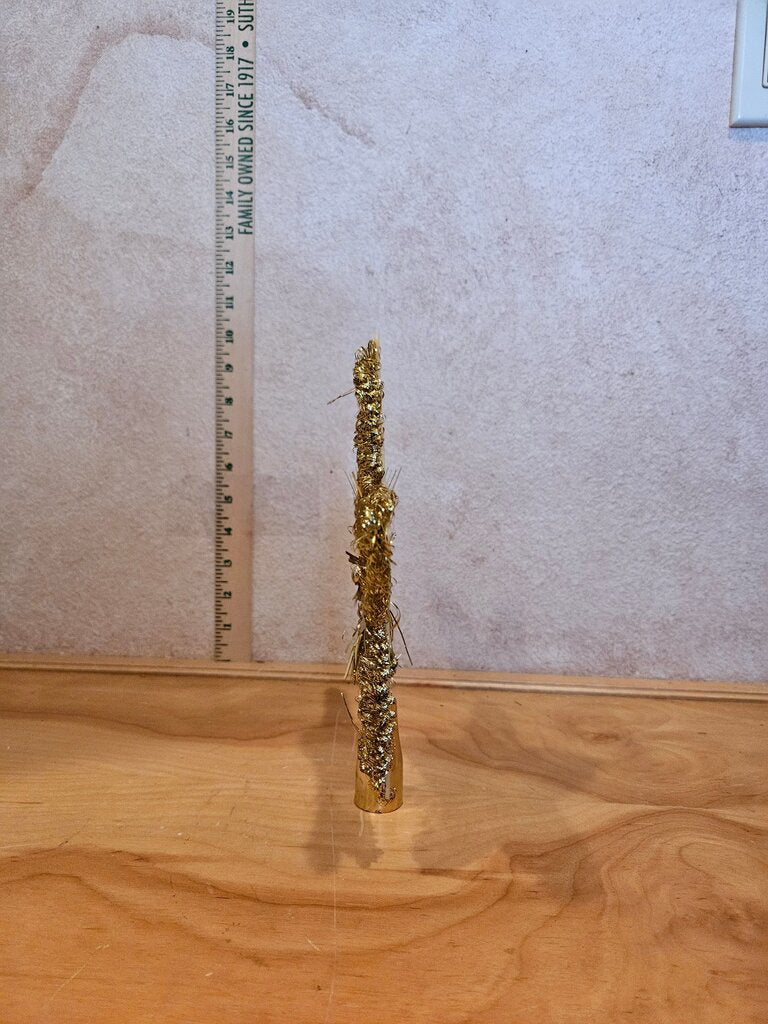 Vintage Blingy Metallic Sparkle Tinsel Twist Garland Gold & Red centered Star Christmas Tree Topper
