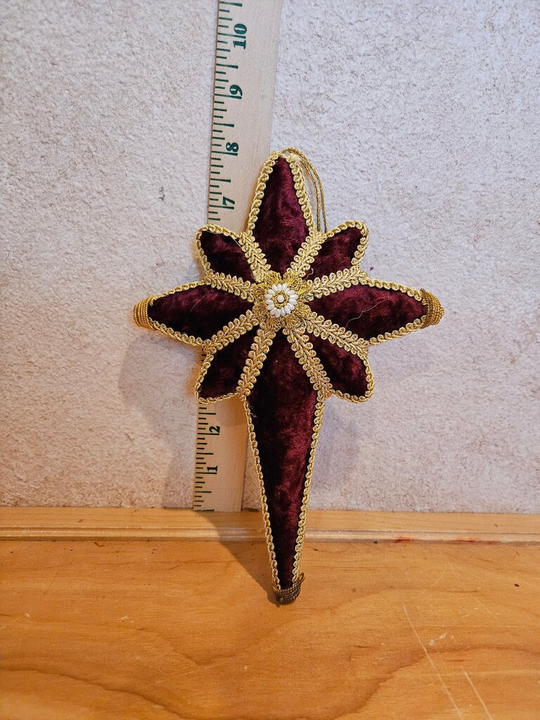 Velvet Star Ornament with Gold Trimming