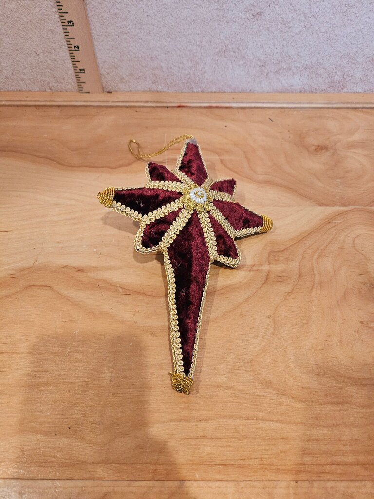 Velvet Star Ornament with Gold Trimming