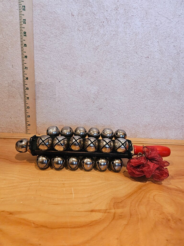 Musical Professional Sleigh Bells Percussion Sleighbells Jingle Bell Stick w Red Flower