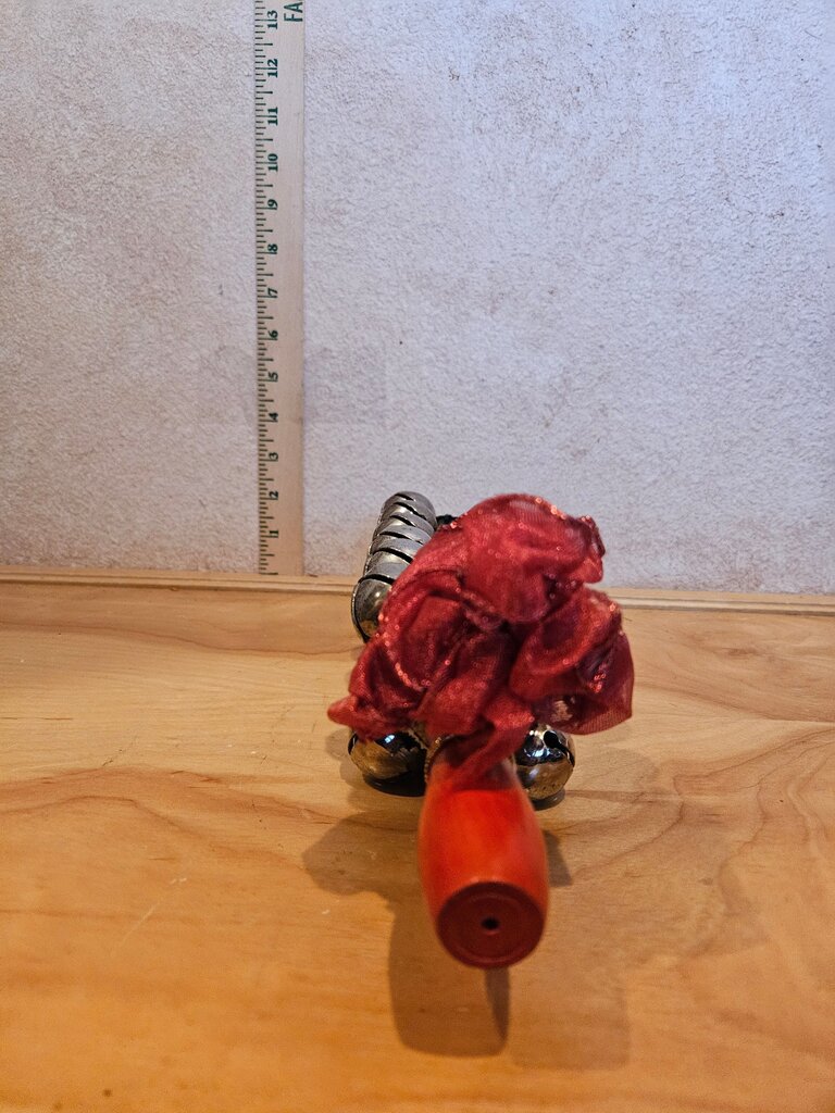 Musical Professional Sleigh Bells Percussion Sleighbells Jingle Bell Stick w Red Flower