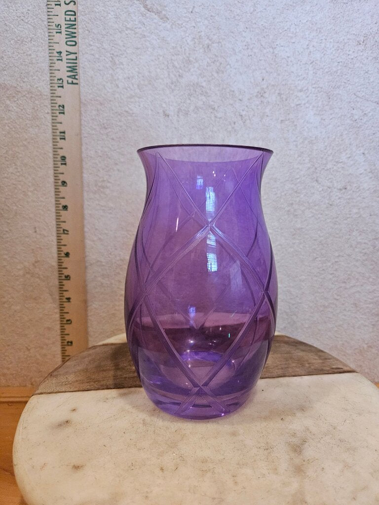 Decorator Lavender Geometric Pattern Cut Glass Flower Vase Better Homes & Gardens