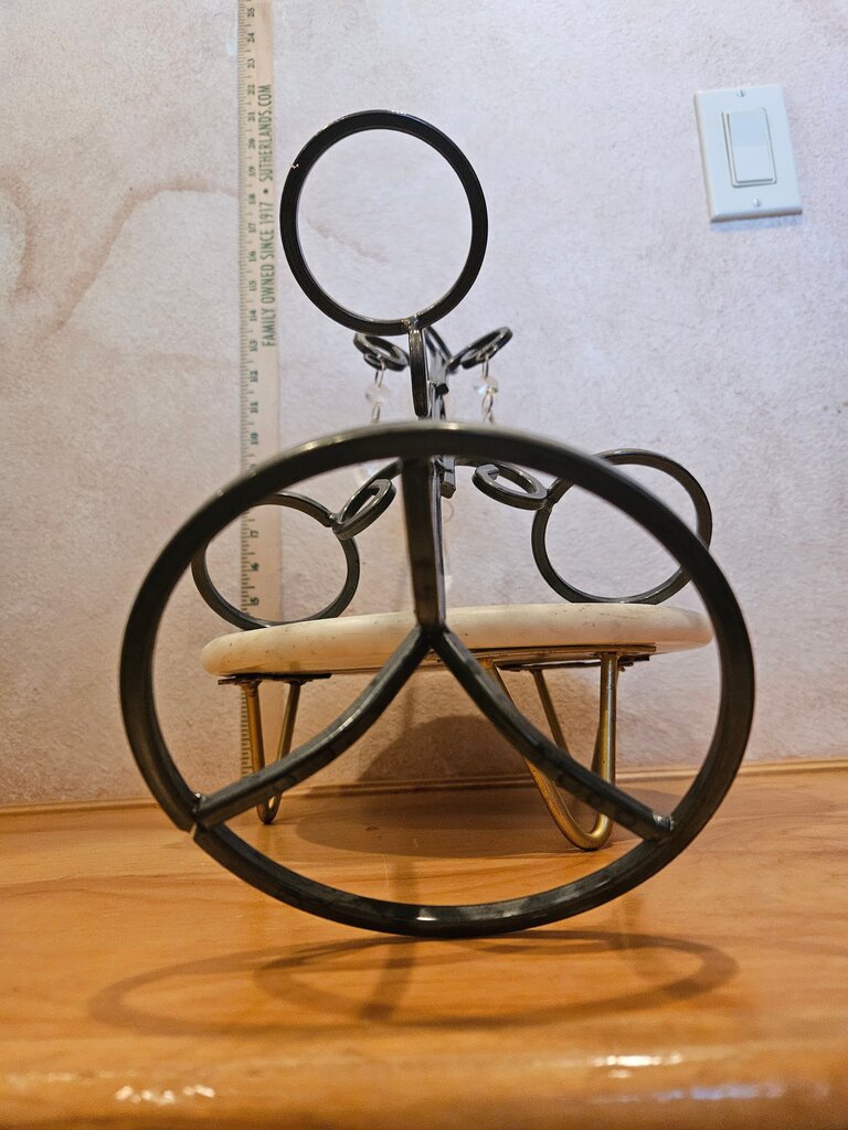 Elegant But Brutalist Rustic Black Iron Type Metal Table Desk Top Candle Holder W Glass Candle Holder Display Stand