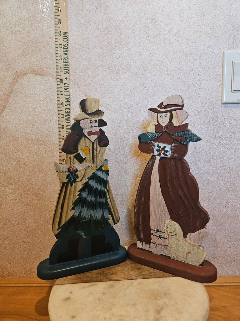 Wooden Hand painted Victorian Rustic Elegance Couple Wood Farmhouse Decor
