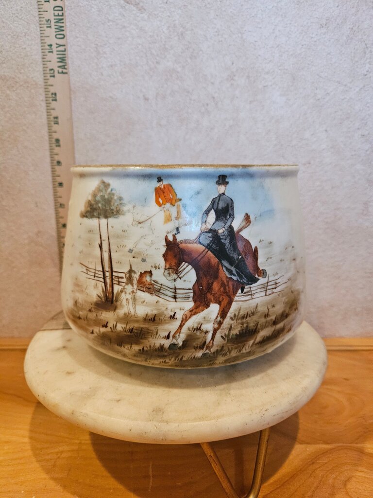 Hand-painted Vintage Horse Riding Planter Pot