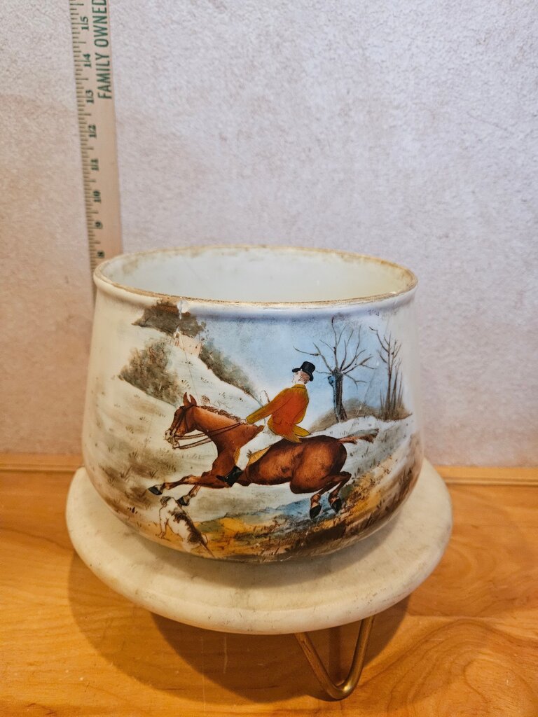 Hand-painted Vintage Horse Riding Planter Pot