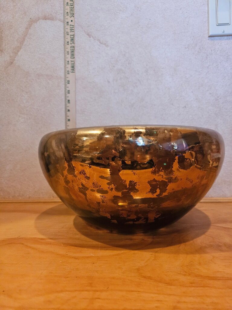 MCM Art Deco Gilded Gold Mercury Handblown Glass Gilt Bowl, trinket dish Hollywood Regency