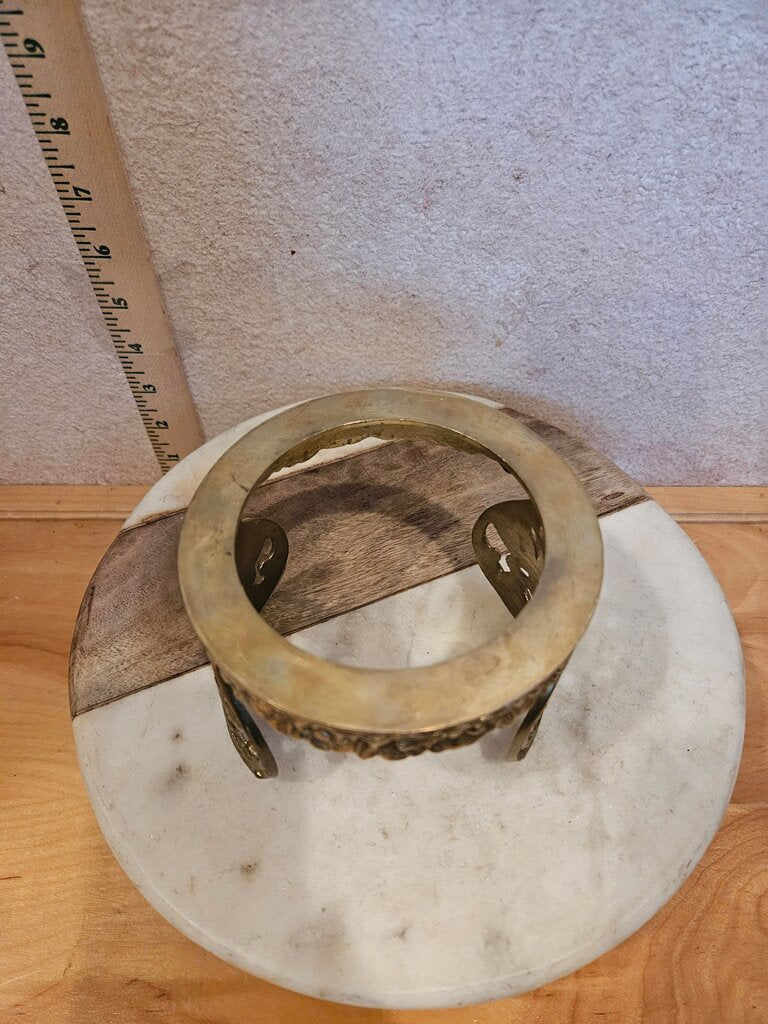 Solid Brass heart & floral motif Wine Bottle Caddy Holder, Plant riser, glass coaster display