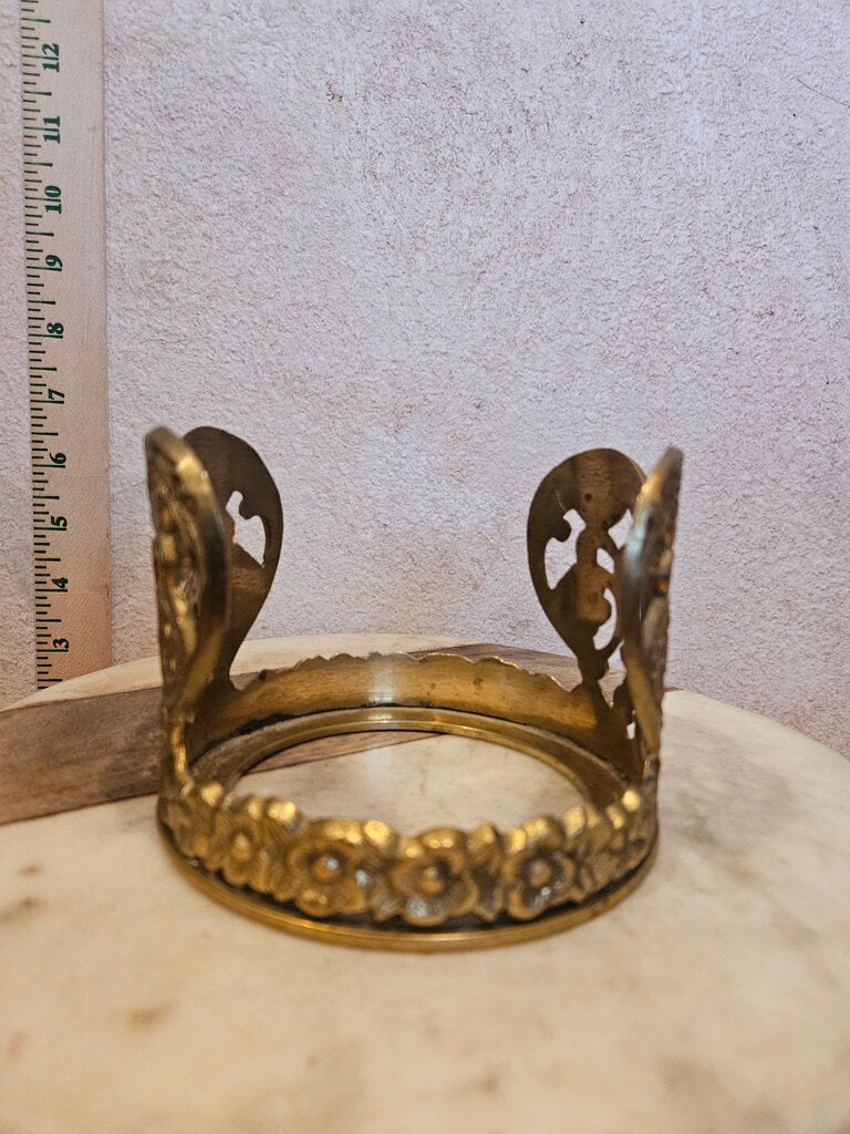 Solid Brass heart & floral motif Wine Bottle Caddy Holder, Plant riser, glass coaster display