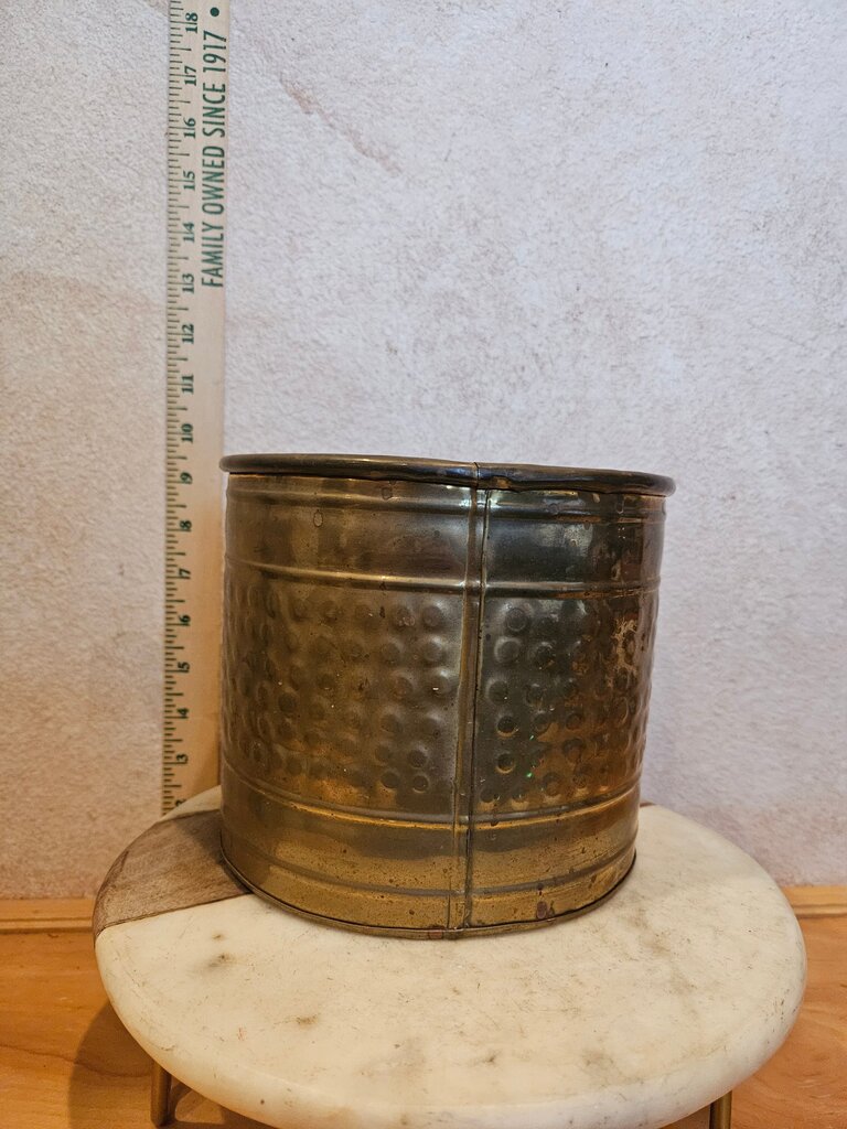 Vintage Hammered Brass Metal Garden pot , potted plant holder Storage Canister, table top organizer display