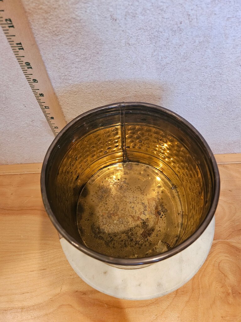 Vintage Hammered Brass Metal Garden pot , potted plant holder Storage Canister, table top organizer display