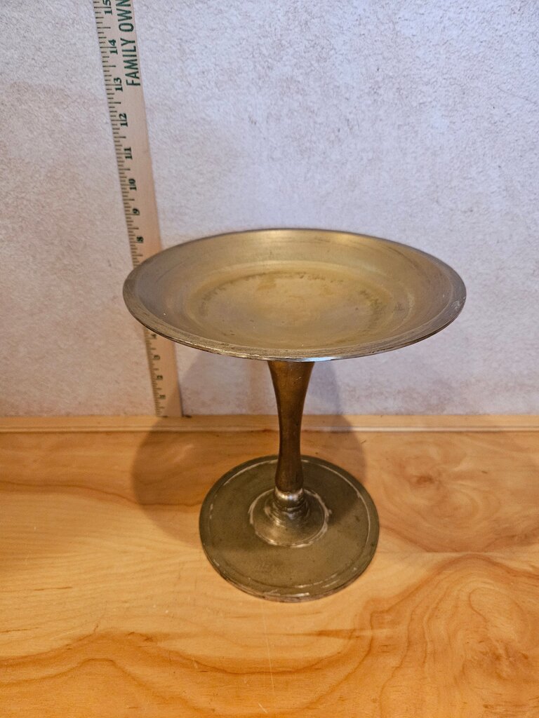 intage large brass coupe goblet religious host dish Pedestal Bowl trinket dish candle riser