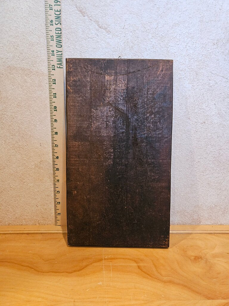 Brutalist Carved Light Wood Wall Relief Plaque Panel Probably of Catholic Saint or Antique Knight, Rare