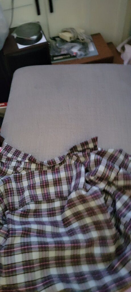 Purple and White Plaid Flannel Shirt