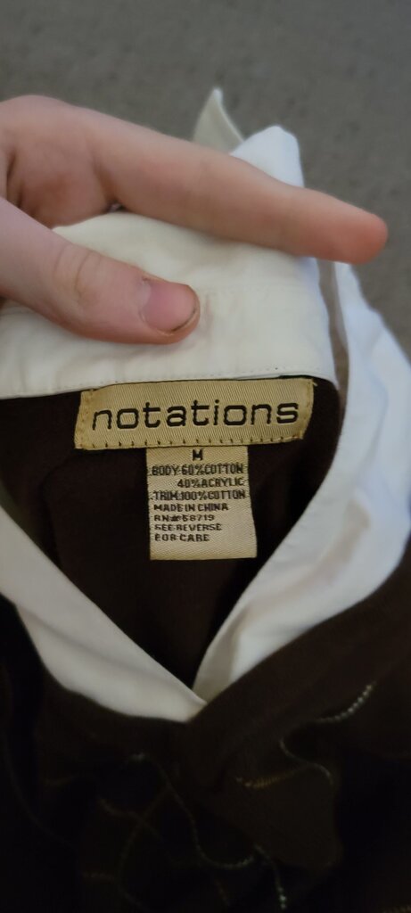 Notations Women's Brown Sweater with White Collar