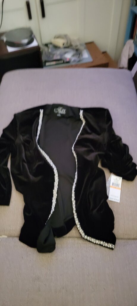 Black Velvet Shrug with Crystal Trim