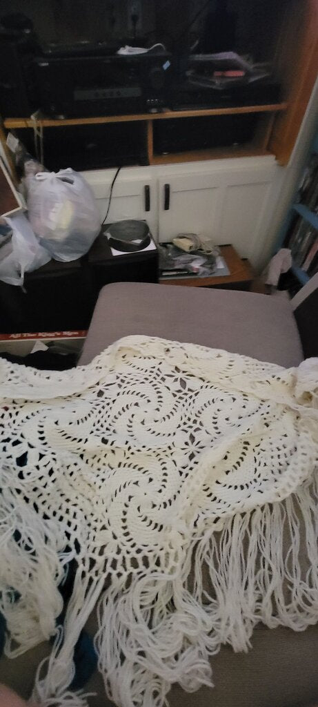 White Crochet Lace Shawl