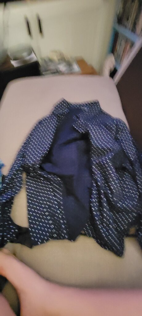 Chadwicks Navy Polka Dot Blouse