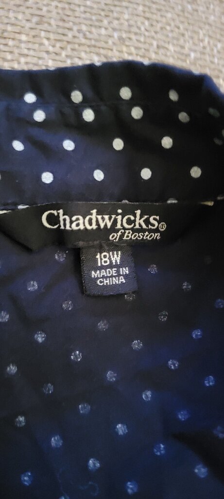 Chadwicks Navy Polka Dot Blouse