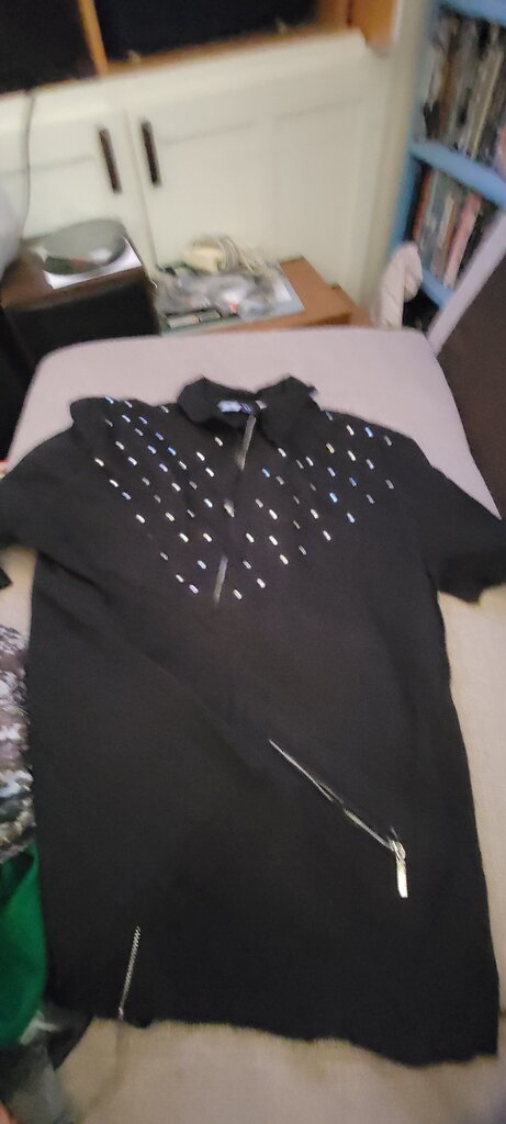 Studio West Black Shirt with Rhinestone Detail