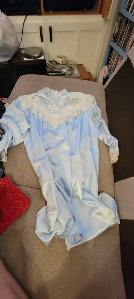 Lilac Blue Nightgown with Lace Trim
