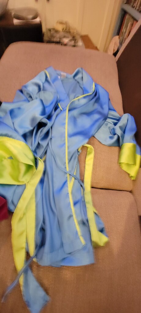 Whispers Women's Blue Night Robe with Green Accents