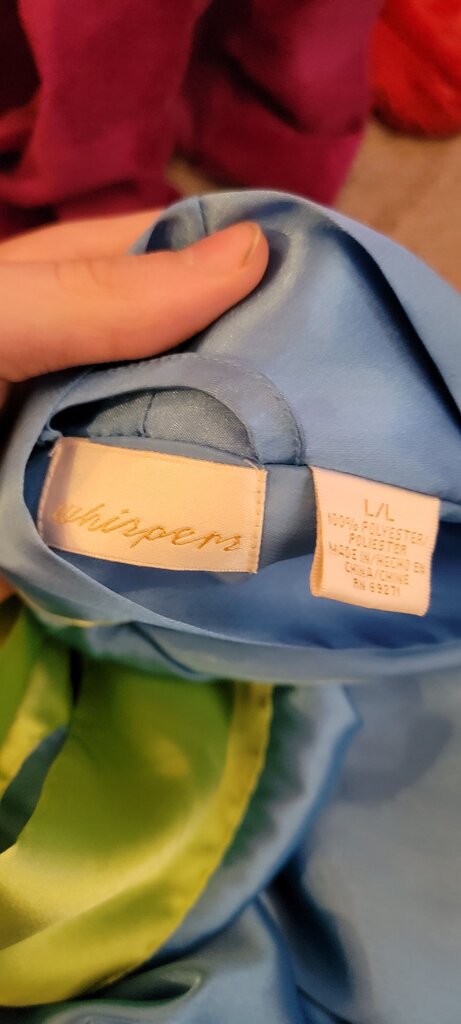 Whispers Women's Blue Night Robe with Green Accents