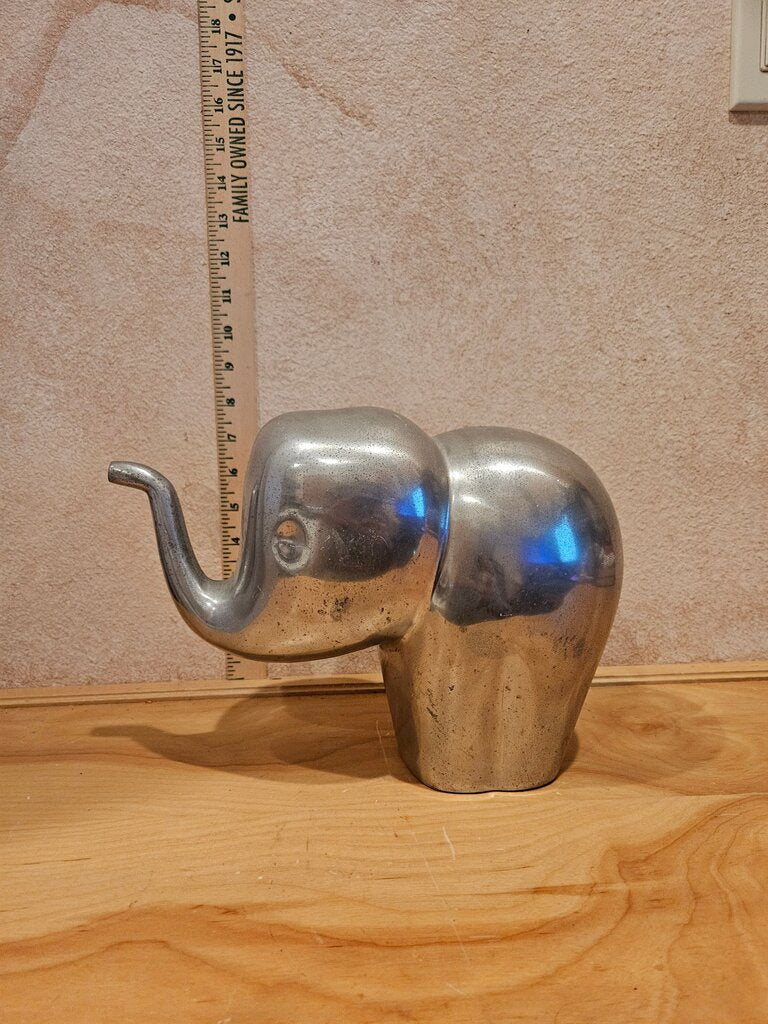 Silver Colored Elephant Figurine Polished Metal Housewarming Goodluck Charm Ring holder vanity decor