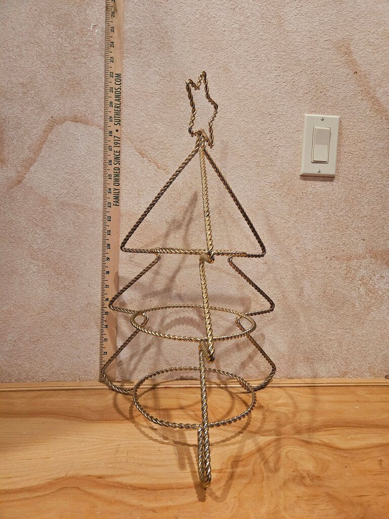 Twisted Gold Metal Christmas Tree Stand 3 tier Dessert Plate Stand Gilded Holiday Hollywood Regency Decor Display