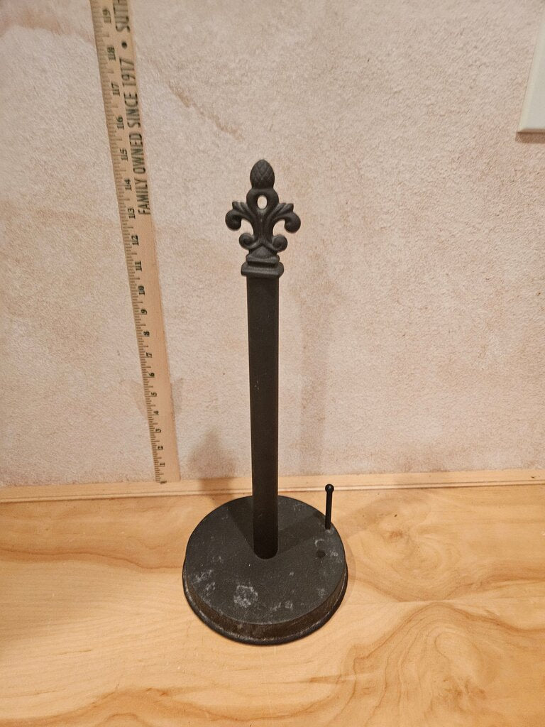 Cast Iron w Fleur-de-Lis Design paper towel holder kitchen decor Counter Storage, Organization, Old World Tuscan