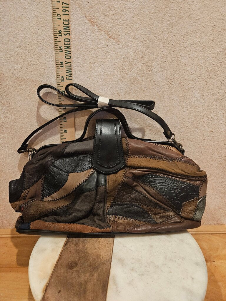 Genuine Leather Patchwork Handbag