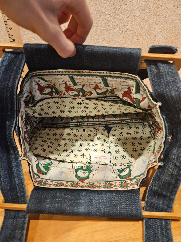 Denim Reusable Tote Bag with Festive Lining
