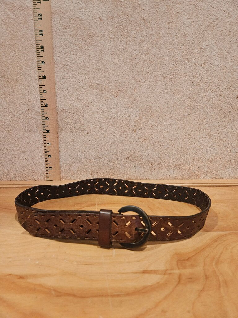 Brown Leather Cut-Out Belt