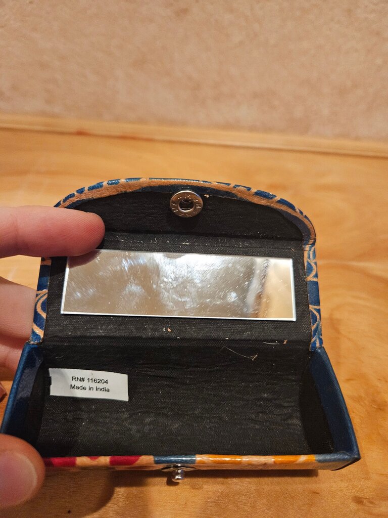 Decorative Blue Floral Case with Mirror