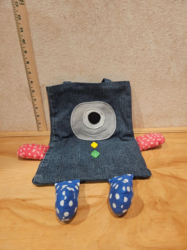 Denim Toy Bag with Colorful Legs