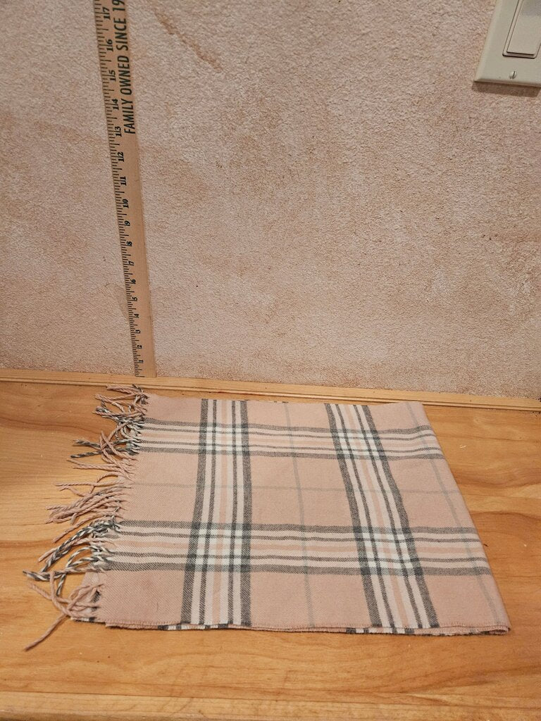 Plaid Scarf in soft romantic pink, Beige & Gray V. Frass Made in Germany super soft luxury girly