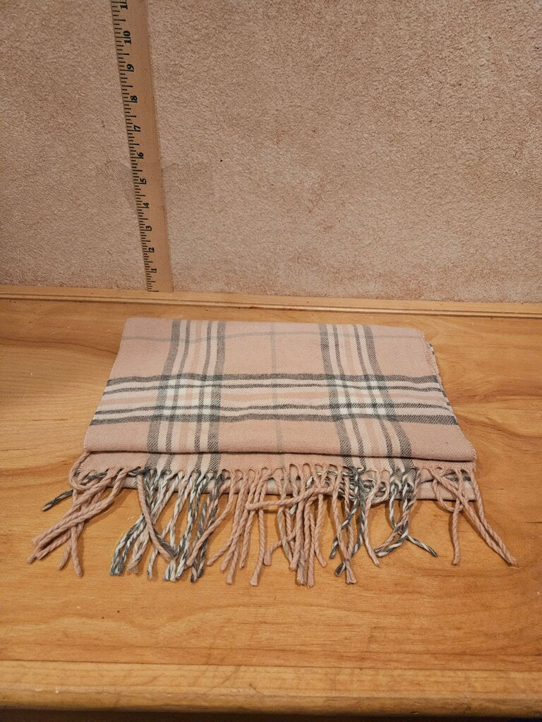 Plaid Scarf in soft romantic pink, Beige & Gray V. Frass Made in Germany super soft luxury girly