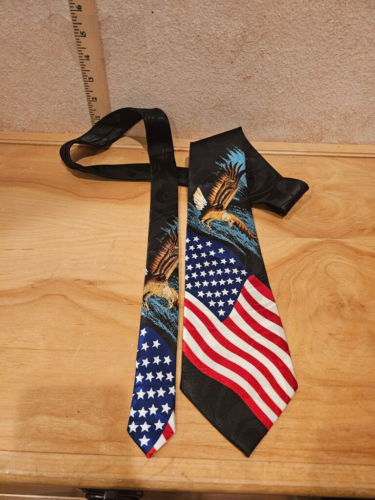 USA American Flag with Eagle Patriotic Necktie 60" Steven Harris Fourth of July, America birthday tie