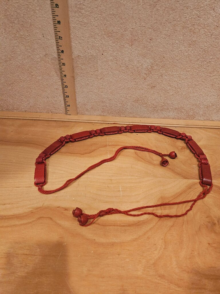 Vintage Red Beaded Adjustable Women's Belt One Size Hippie Style Beaded Braided Boho Casual western country festival ware
