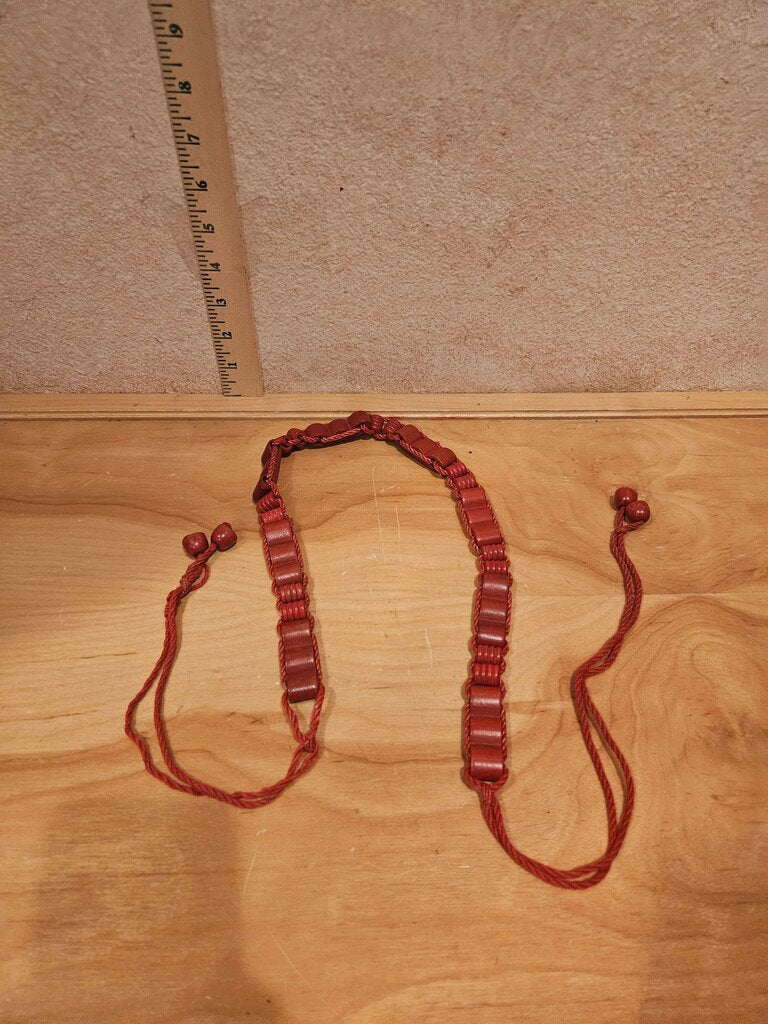 Vintage Red Beaded Adjustable Women's Belt One Size Hippie Style Beaded Braided Boho Casual western country festival ware