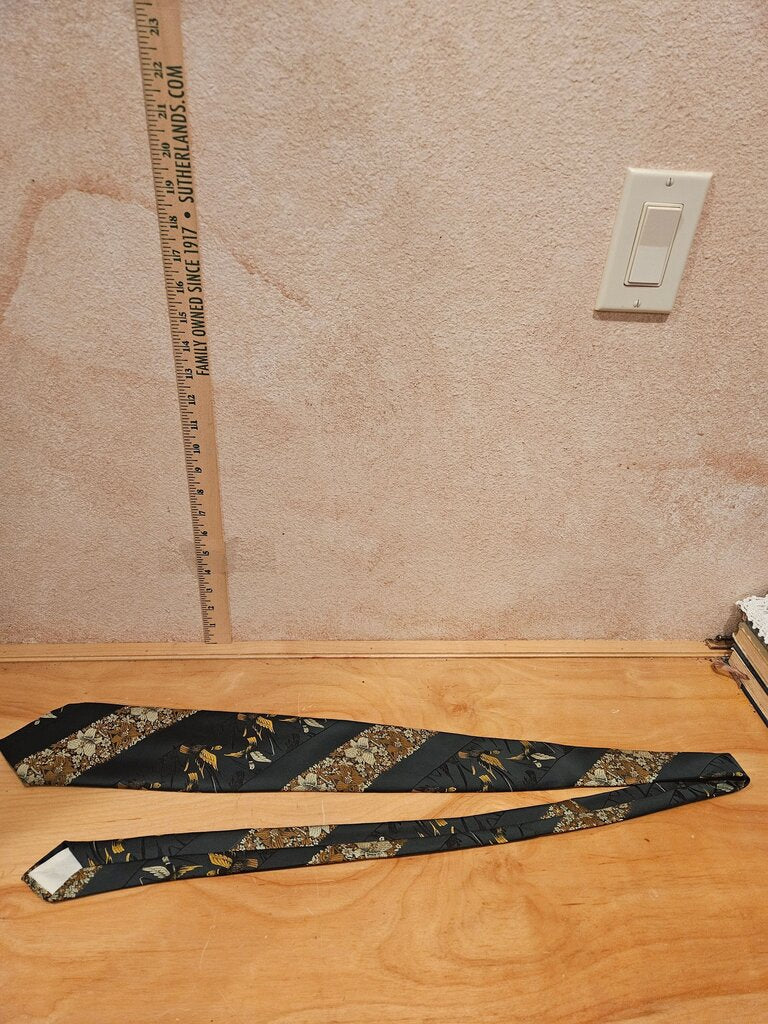 custom cravatieur Duck Floral Hawaiian Duck bird Hunting outdoorsmanTie brown & blue Grandpacore Cabin Grandpa core