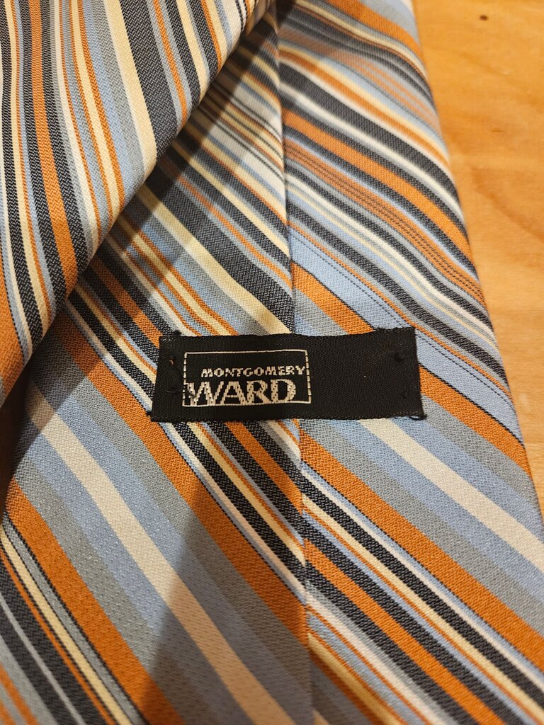 Vintage Montgomery Ward Browns, Peach, Ochre & Slate Diagonal Stripes