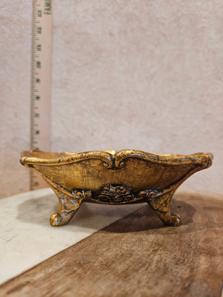 MCM style Laura Ashley Vintage Hollywood Regency Ornate Gold Resin Soap Dish Tray Baroque Rococo Style Keys Catchall, Elegant Jewelry Holder, French Vanity Decor bathroom organizer