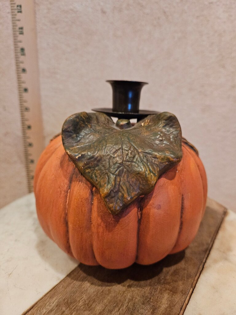 Harvest Pumpkin Taper Candle Holder Decor, fall table decor