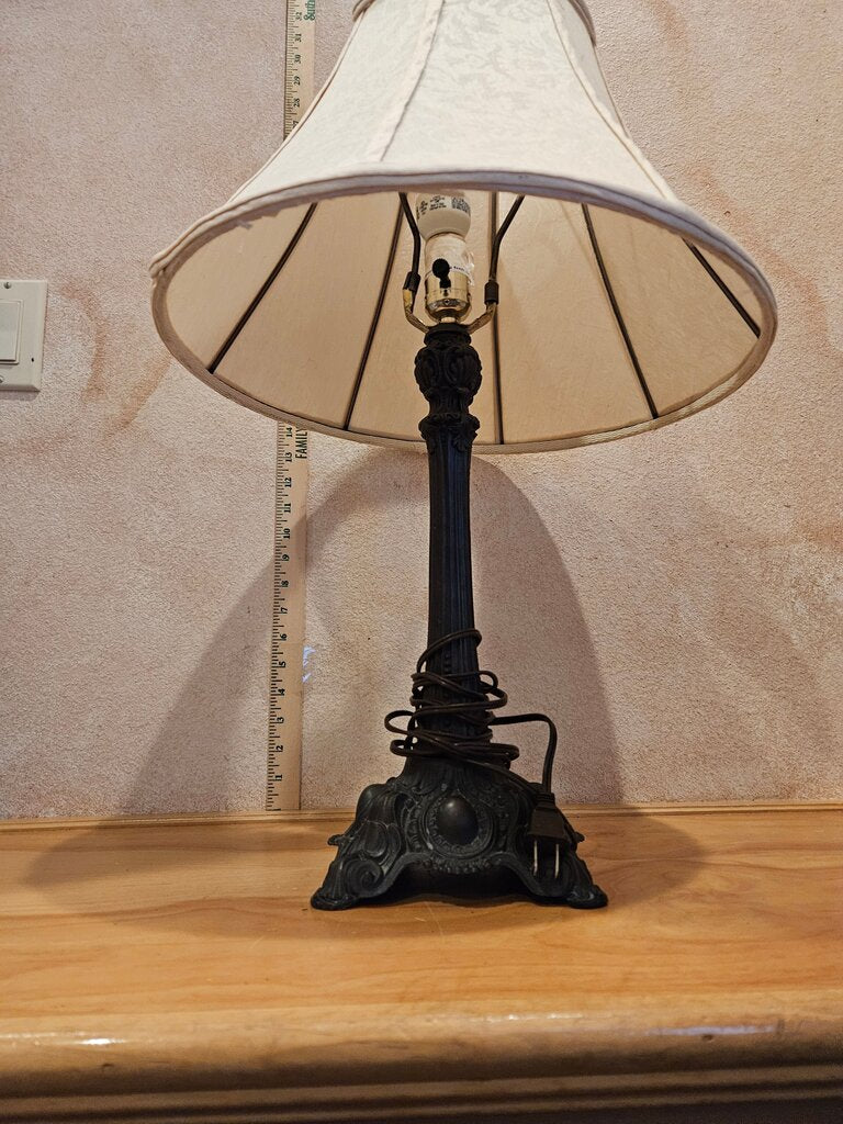 Vintage Dark Bronze Iron Ornate Base Accent Lamp
