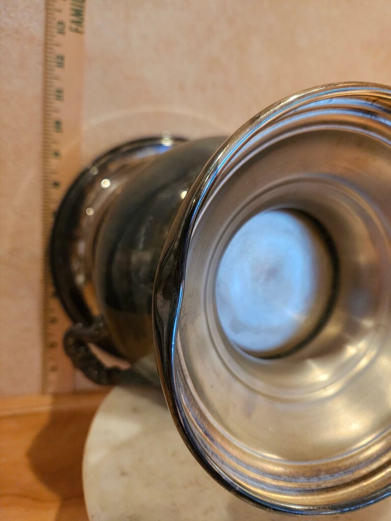 Silver Plate AS IS Champagne Ice Bucket Urn w Handles | Regency Style Wine Chiller | Large Silver Trophy Pedestal Vase Christmas tree base