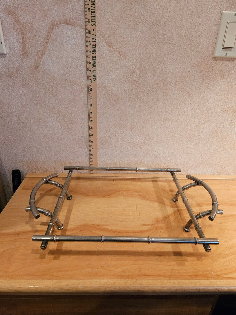 Collectible Regency Decor Bamboo Style Metal Stand or Casserole Trivet Vintage Kitchen Metal Centerpiece MCM Riser