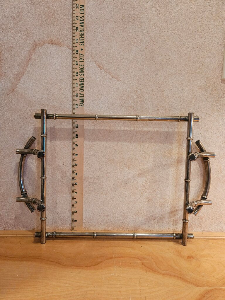 Collectible Regency Decor Bamboo Style Metal Stand or Casserole Trivet Vintage Kitchen Metal Centerpiece MCM Riser