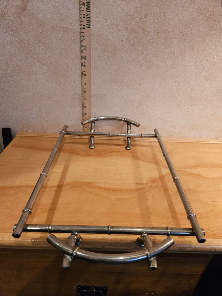 Collectible Regency Decor Bamboo Style Metal Stand or Casserole Trivet Vintage Kitchen Metal Centerpiece MCM Riser
