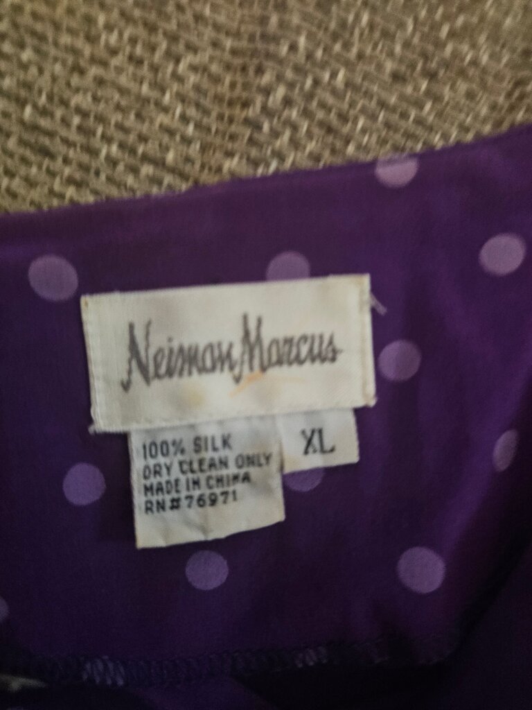 Neiman Marcus Purple Polka Dot Silk Blouse